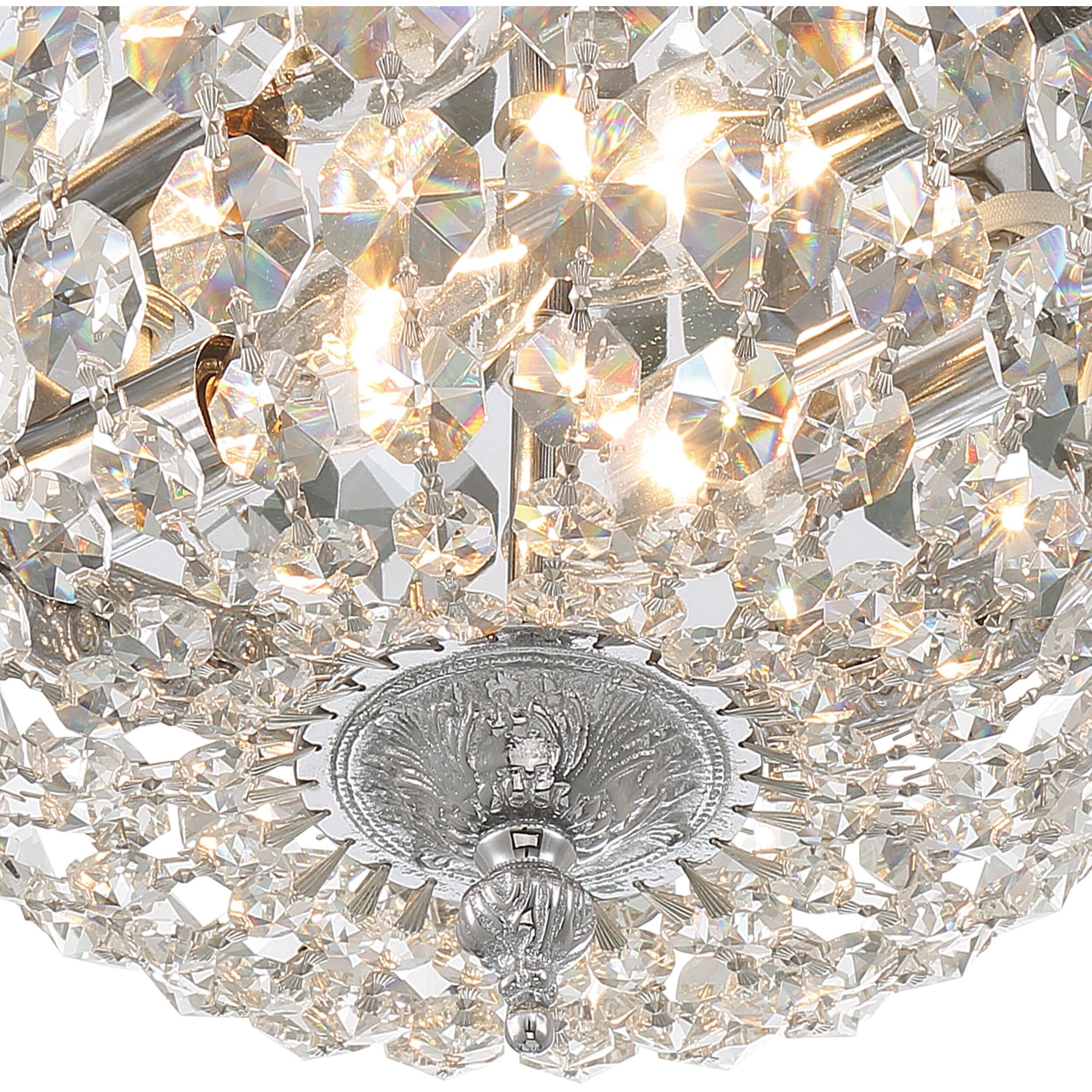 Waltham 2 Light 10 inch Polished Chrome Flush Ceiling Light in Clear Hand Cut