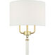Secret Agent 2 Light 12 inch Gold and White Leather Wall Sconce Wall Light in Painted Gold and White Leather