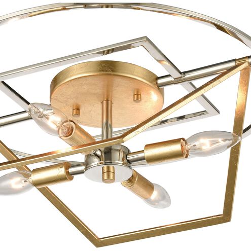 Geosphere 4 Light 18 inch Polished Nickel with Parisian Gold Leaf Semi Flush Mount Ceiling Light