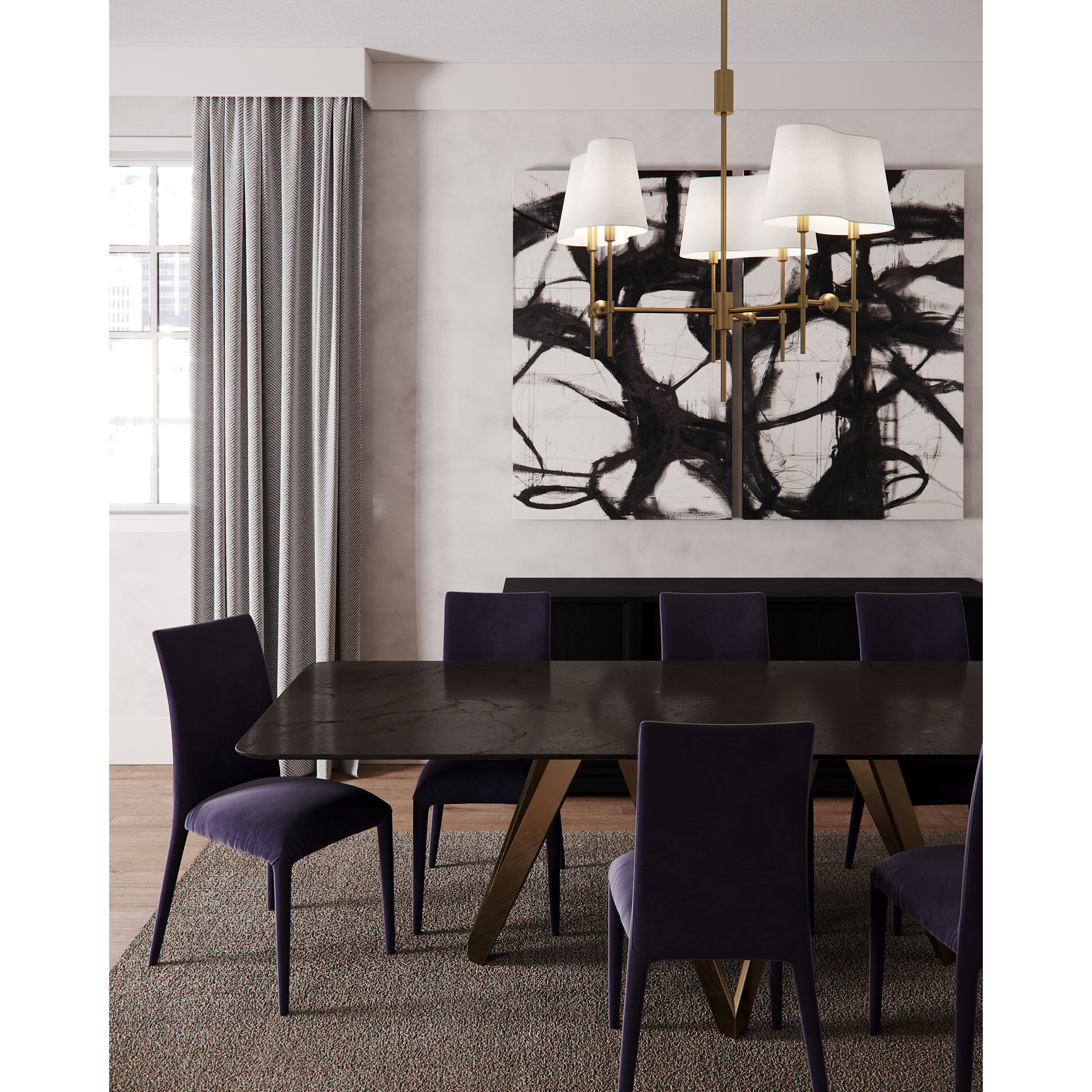 Seymour 6 Light 35.5 inch Antique Brass Chandelier Ceiling Light