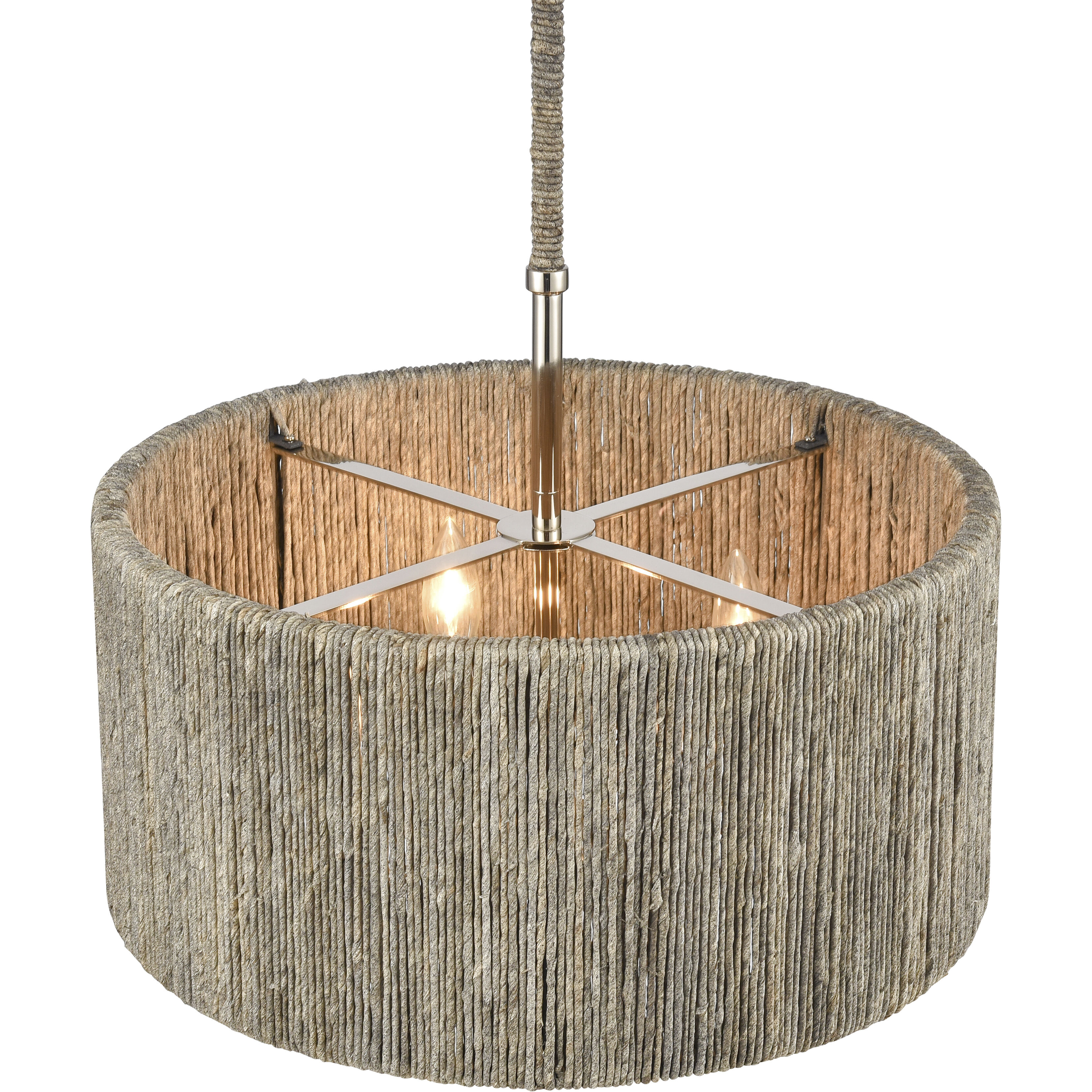 Abaca 4 Light 18 inch Polished Nickel with Gray Chandelier Ceiling Light