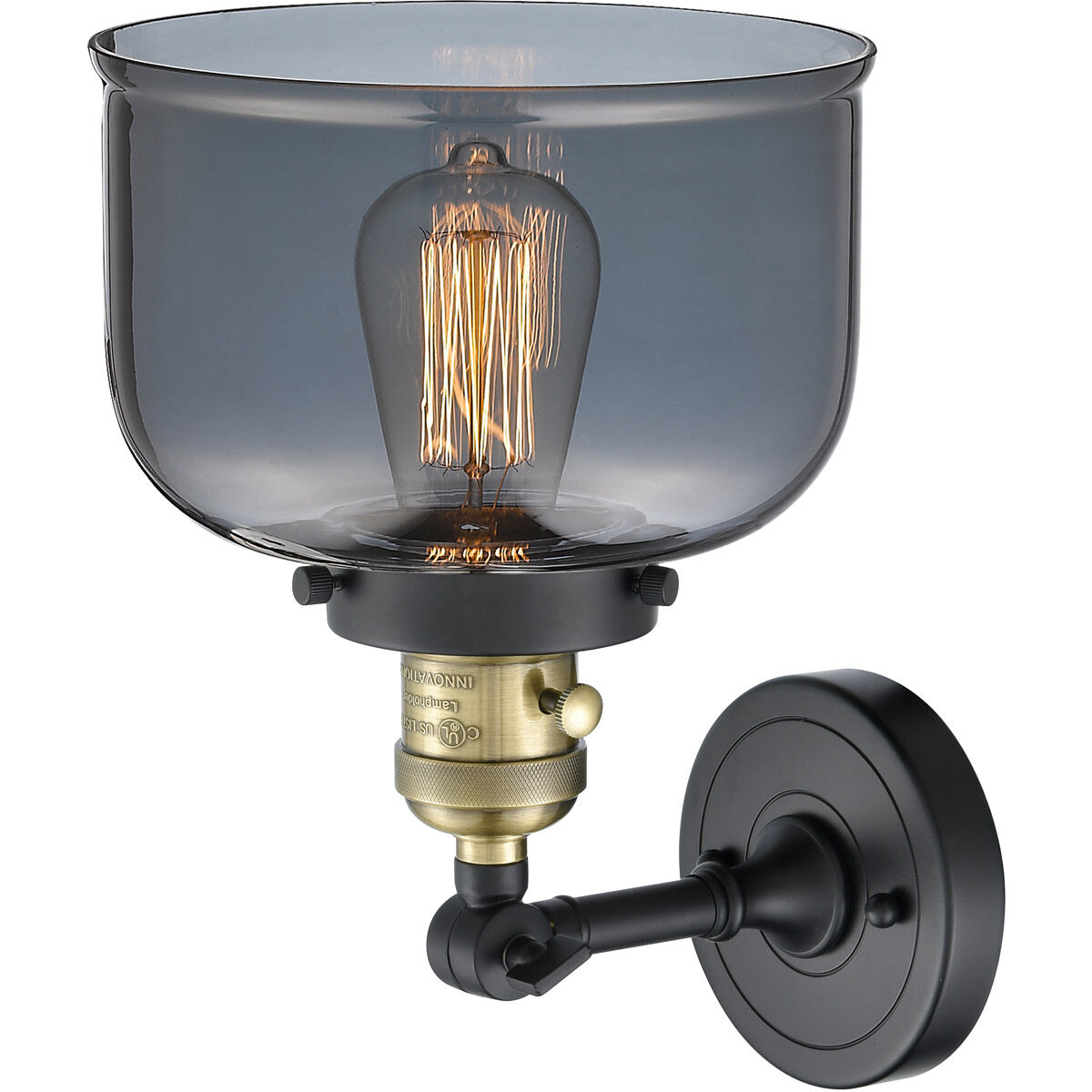 Franklin Restoration Large Bell LED 8 inch Black Antique Brass Sconce Wall Light, Franklin Restoration