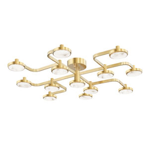 Meander LED 43 inch Aged Brass Chandelier Ceiling Light