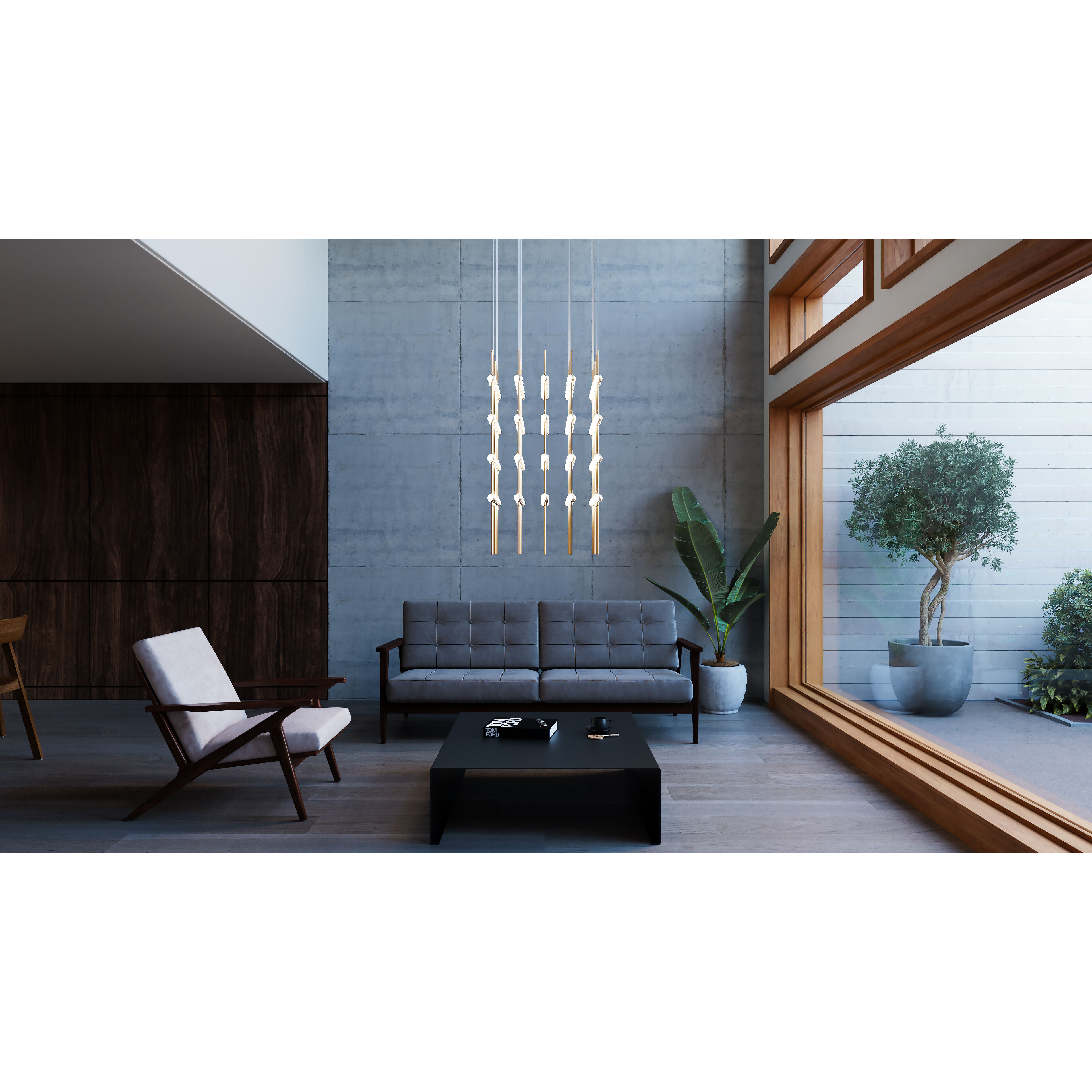 Constellation Cosmic Cube LED 20.5 inch Satin Brass Chandelier Ceiling Light in 3000K, 20 ft. Cord, White Optical Acrylic