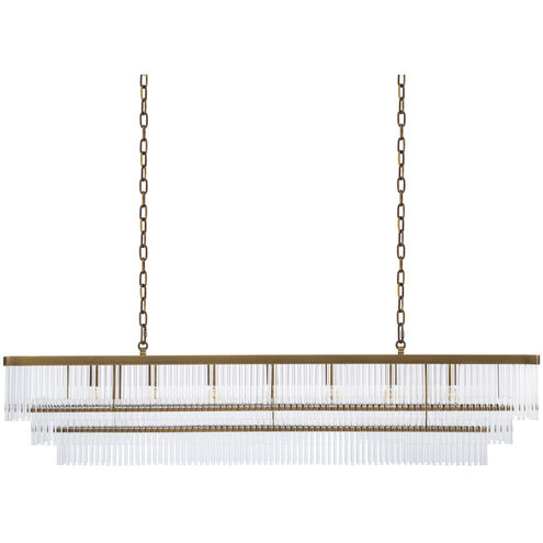 East 7 Light 55.12 inch Antique Brass Chandelier Ceiling Light, Rectangular