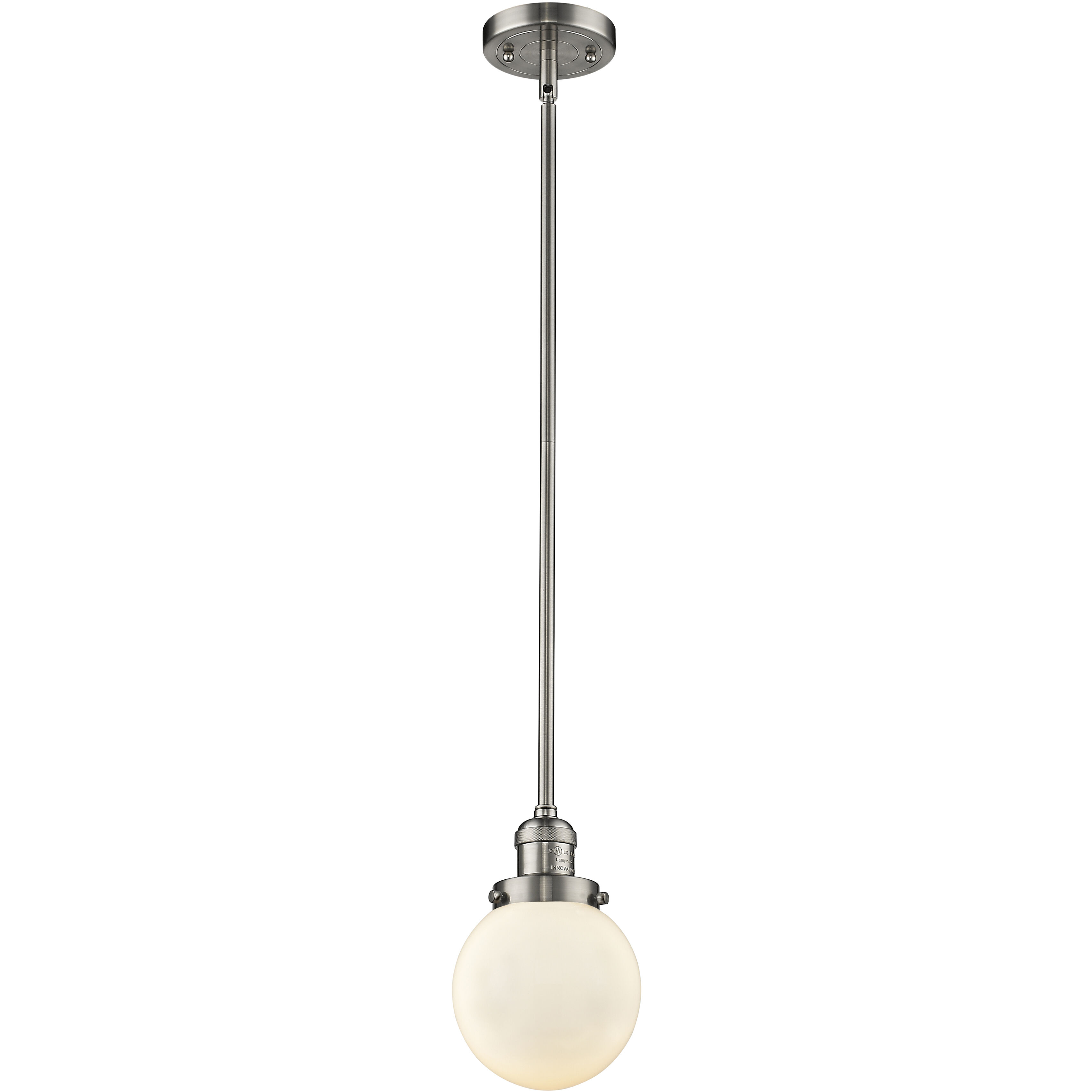 Franklin Restoration Beacon 1 Light 6 inch Brushed Satin Nickel Mini Pendant Ceiling Light in Incandescent, Matte White, Franklin Restoration