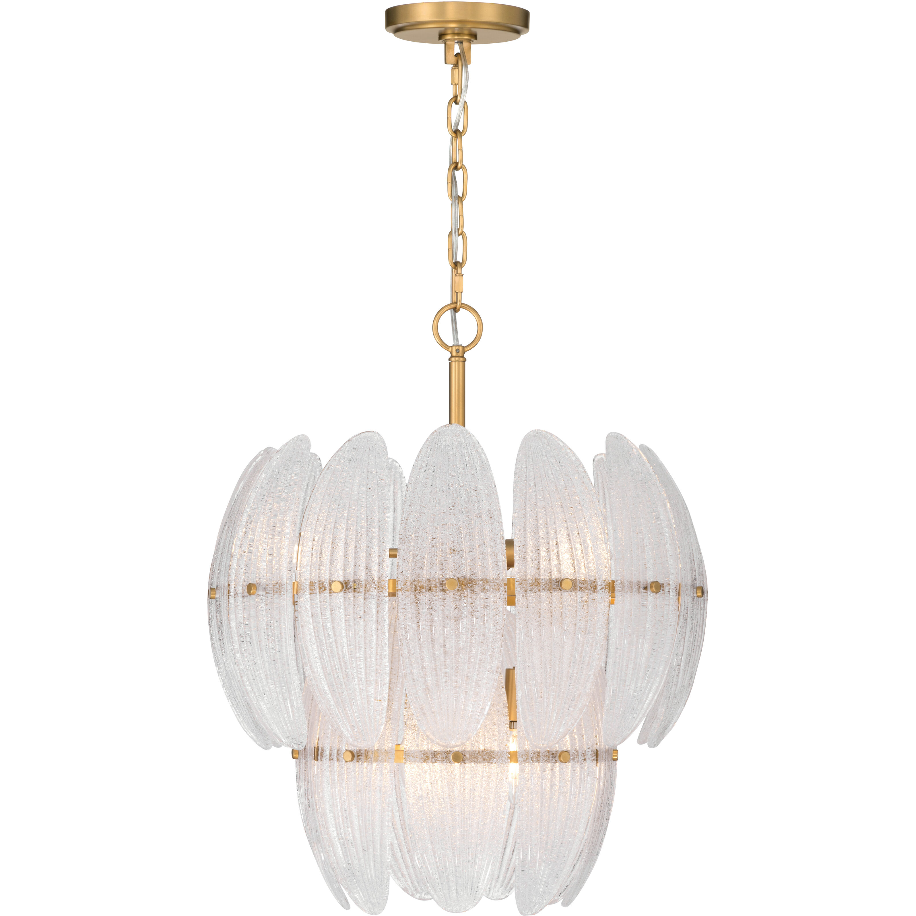 Marclaire 6 Light 19.75 inch Legacy Brass Pendant Ceiling Light in Clear Textured Handmade Glass