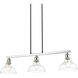Yep Carver 3 Light 35.5 inch Chrome Semi-Flush Mount Ceiling Light in Clear Glass