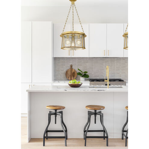 Cape Harbor 3 Light 18 inch Rubbed Brass Pendant Ceiling Light