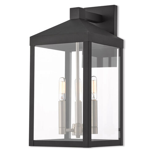 Nyack 3 Light 17.5 inch Black Outdoor Wall Lantern