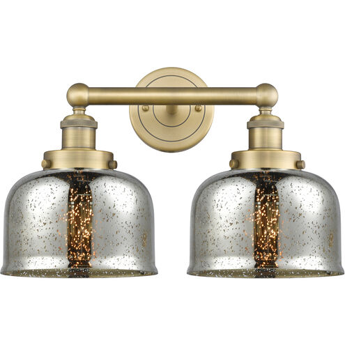 Bell 2 Light 15.5 inch Brushed Brass Bath Vanity Light Wall Light in Silver Plated Mercury