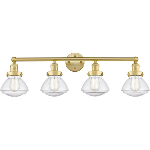 Olean 4 Light 33.5 inch Satin Gold Bath Vanity Light Wall Light in Seedy