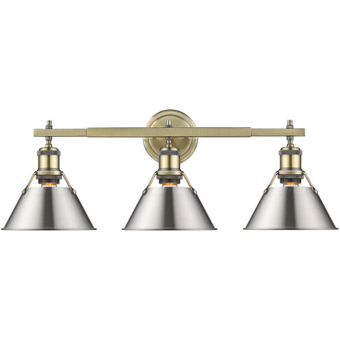 Orwell 3 Light 27 inch Aged Brass Vanity Lighting Wall Light in Pewter