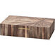 Palm 14.25 inch Brown Straw and Antique Brass Marquetry Box