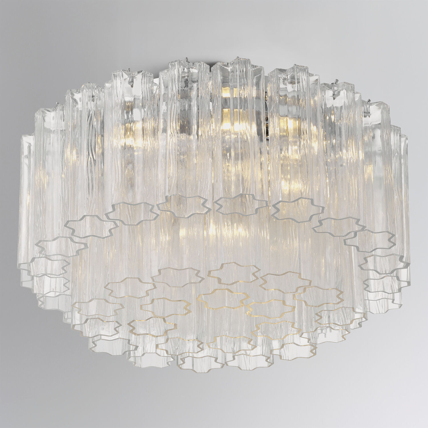 Addis 7 Light 22.25 inch Polished Chrome Flush Ceiling Light in Tronchi Glass Clear