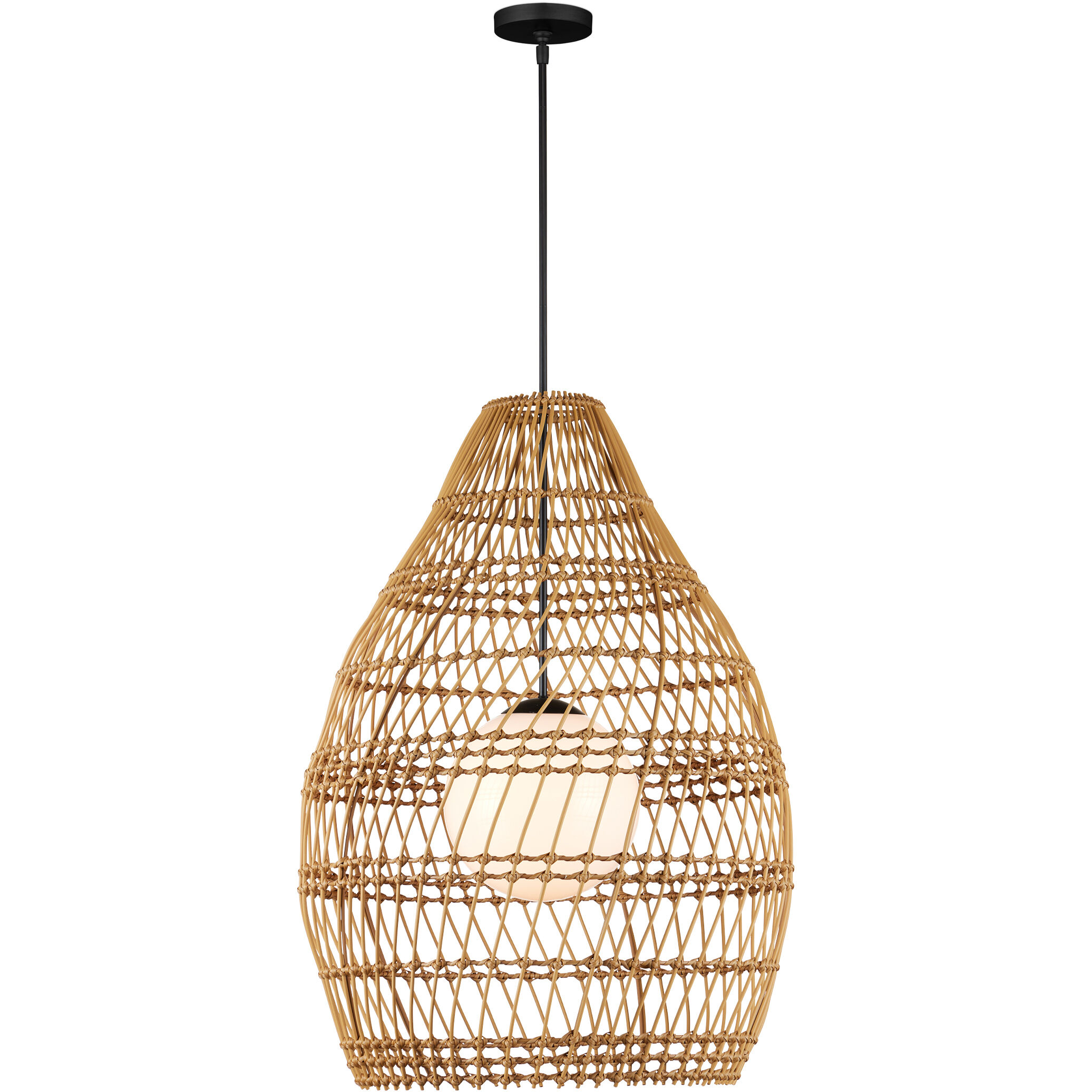 Fishtrap 1 Light 29.5 inch Natural/Black/Frosted White Outdoor Pendant