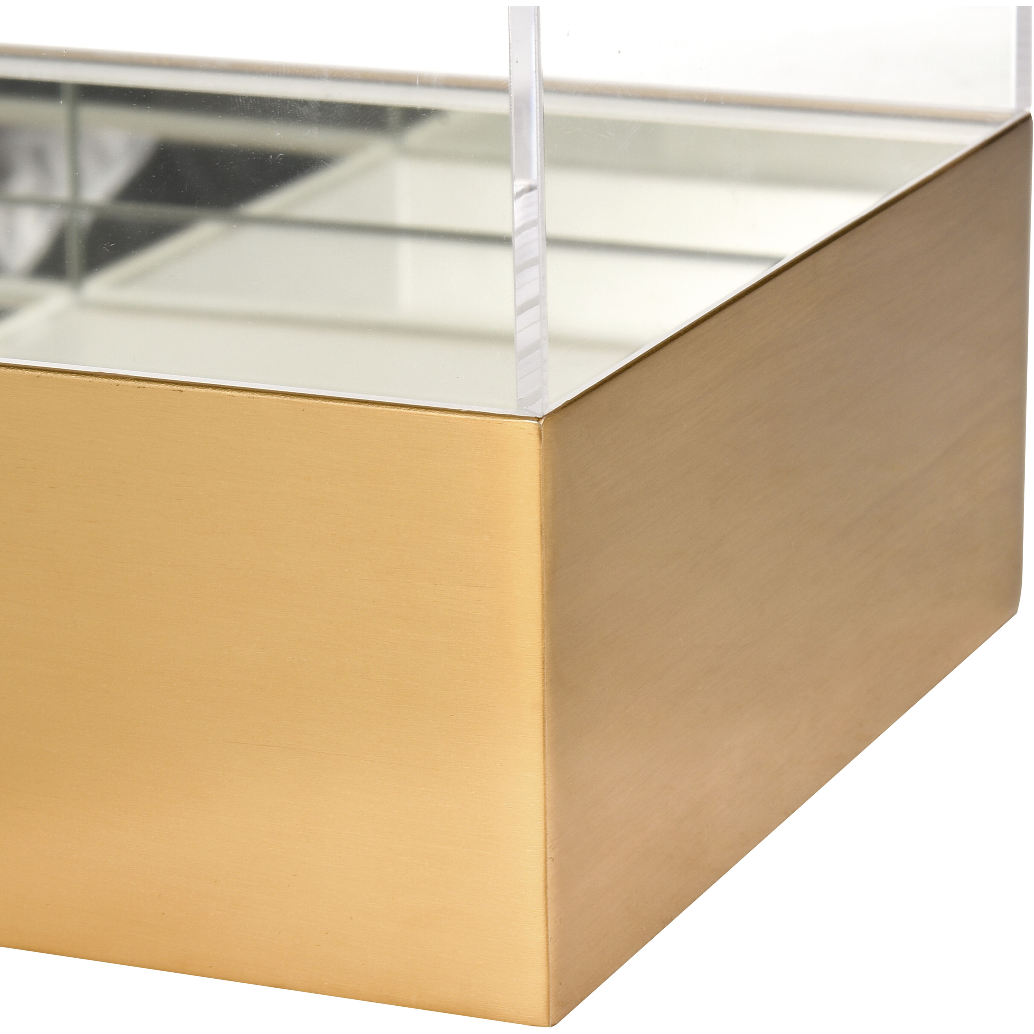 Split 14 X 7 inch Brass with Clear and Mirror Decorative Box