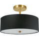 Everly 3 Light 14.25 inch Aged Brass with Black Semi-Flush Mount Ceiling Light