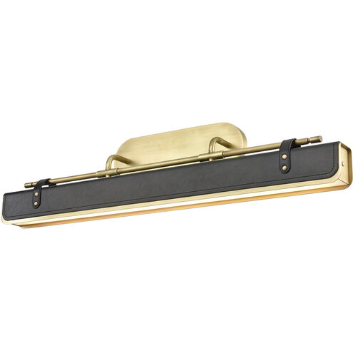 Valise LED 39.96 inch Vintage Brass and Tuxedo Leather Bath Vanity Wall Light