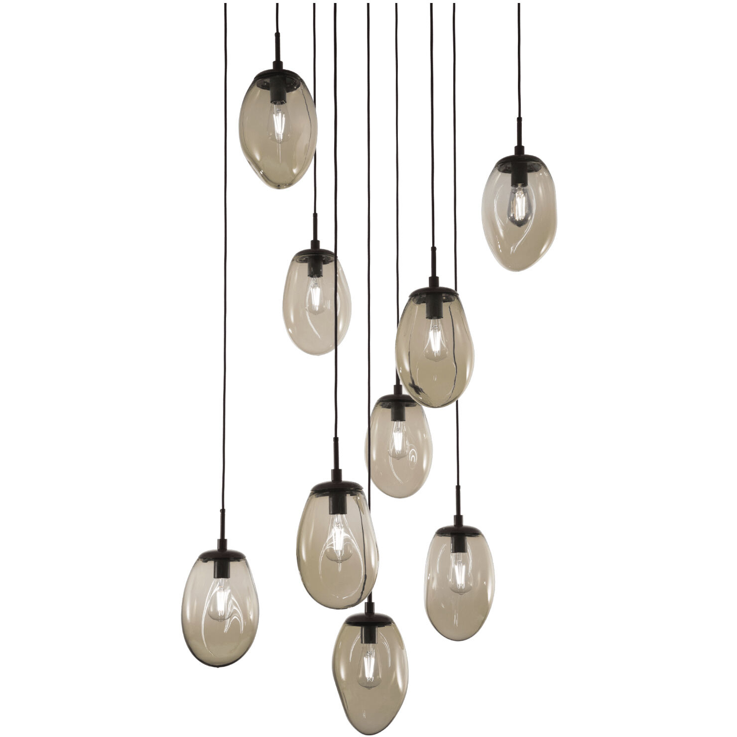 Meteo Incandescent 12 Light Flat Bronze Chandelier Ceiling Light, Square Multi-Port