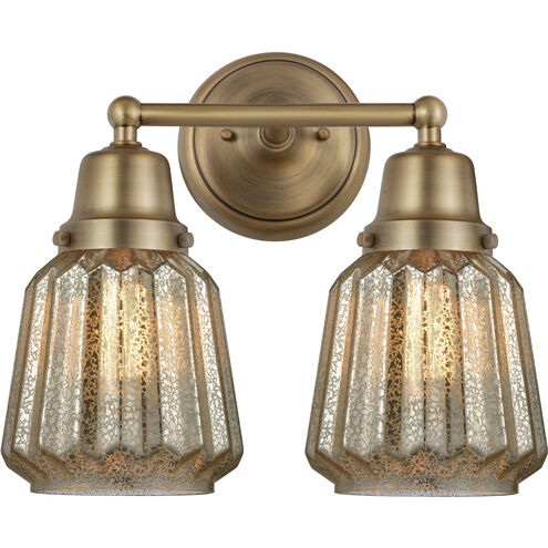 Aditi Chatham 2 Light 14 inch Brushed Brass Bath Vanity Light Wall Light in Mercury Glass