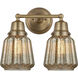 Aditi Chatham 2 Light 14 inch Brushed Brass Bath Vanity Light Wall Light in Mercury Glass