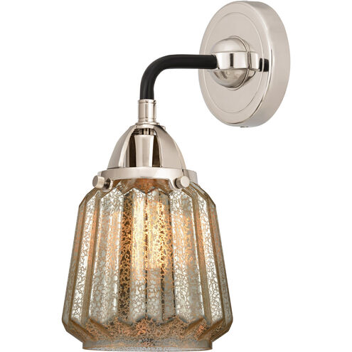 Nouveau 2 Chatham LED 6 inch Black Polished Nickel Sconce Wall Light in Mercury Glass