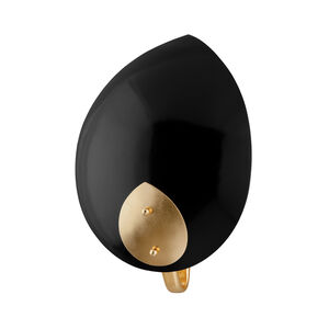 Lotus 1 Light 9.25 inch Gold Leaf / Black Wall Sconce Wall Light