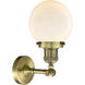 Franklin Restoration Beacon 1 Light 6 inch Antique Brass Semi-Flush Mount Ceiling Light in Cased Matte White Glass, Franklin Restoration