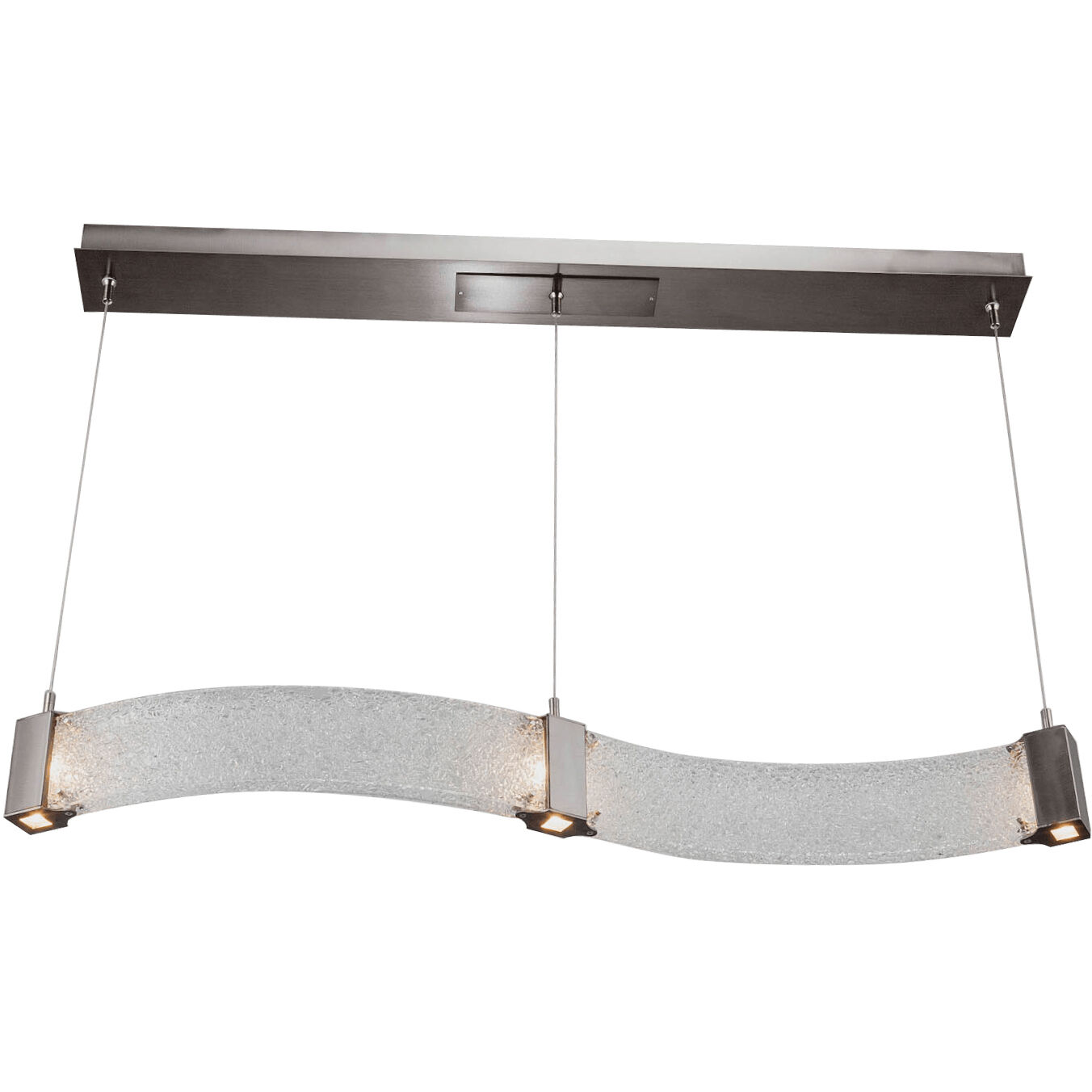 Parallel LED 48 inch Classic Silver Linear Pendant Ceiling Light in 3000K LED, Clear Granite, Curved