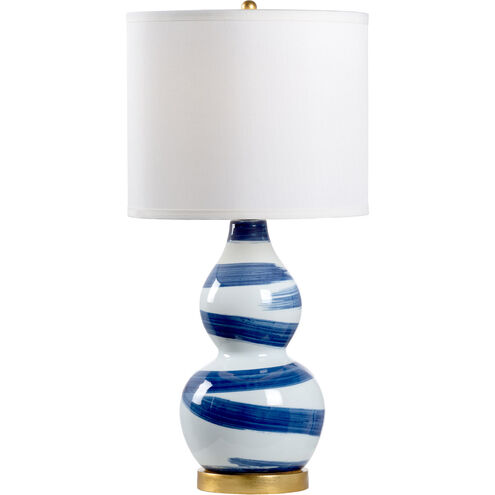 Chelsea House 27 inch 100.00 watt Cobalt/White Glaze/Antique Gold Leaf Table Lamp Portable Light