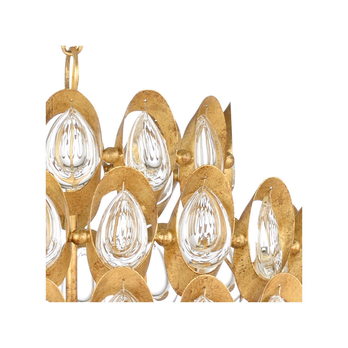 Wildwood 12 Light 25 inch Antique Gold Leaf/Clear Chandelier Ceiling Light