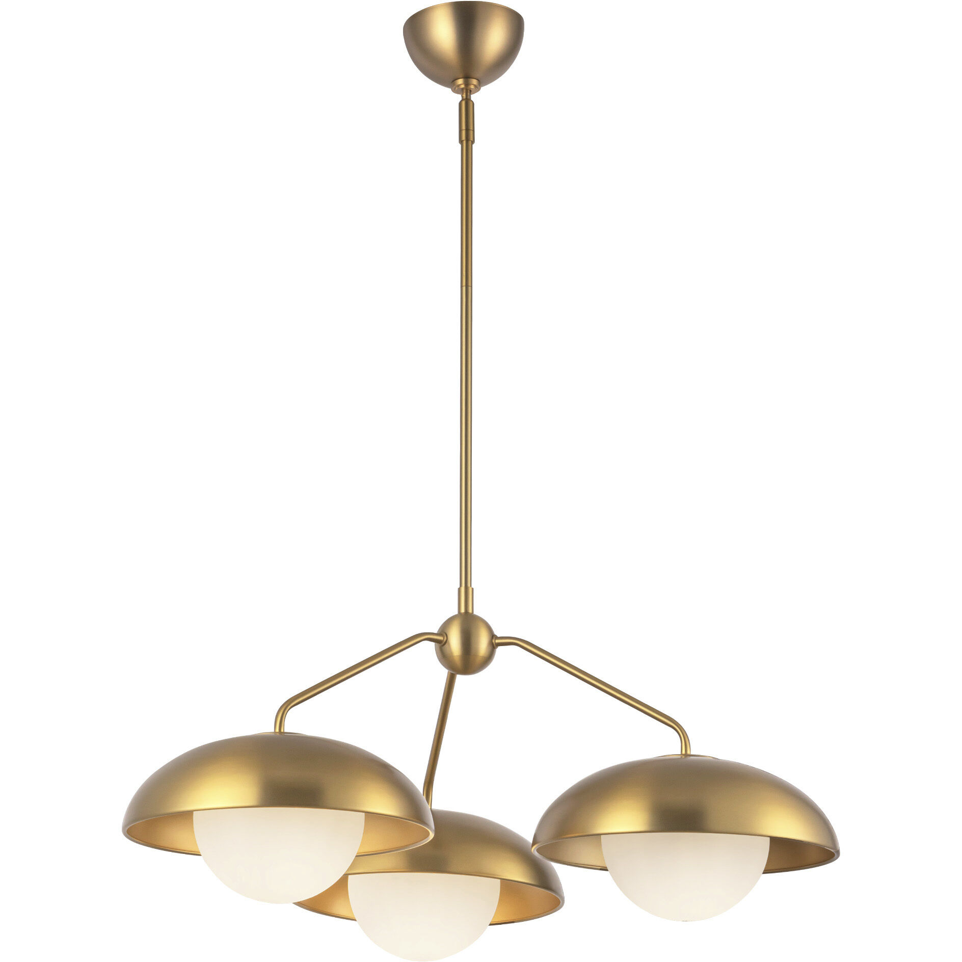 Alora Mood Rubio 3 Light 27.75 inch Aged Gold/Opal Matte Glass Chandelier Ceiling Light
