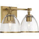 Wynnfrost 2 Light 15 inch Brushed Gold Vanity Wall Light