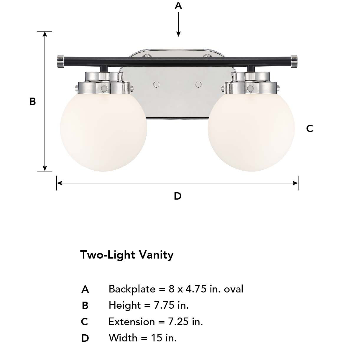 Elle 2 Light 15 inch Polished Nickel Vanity Light Wall Light