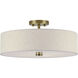 Monroe 4 Light 18 inch Antique Brass Large Semi-Flush Ceiling Light, Large