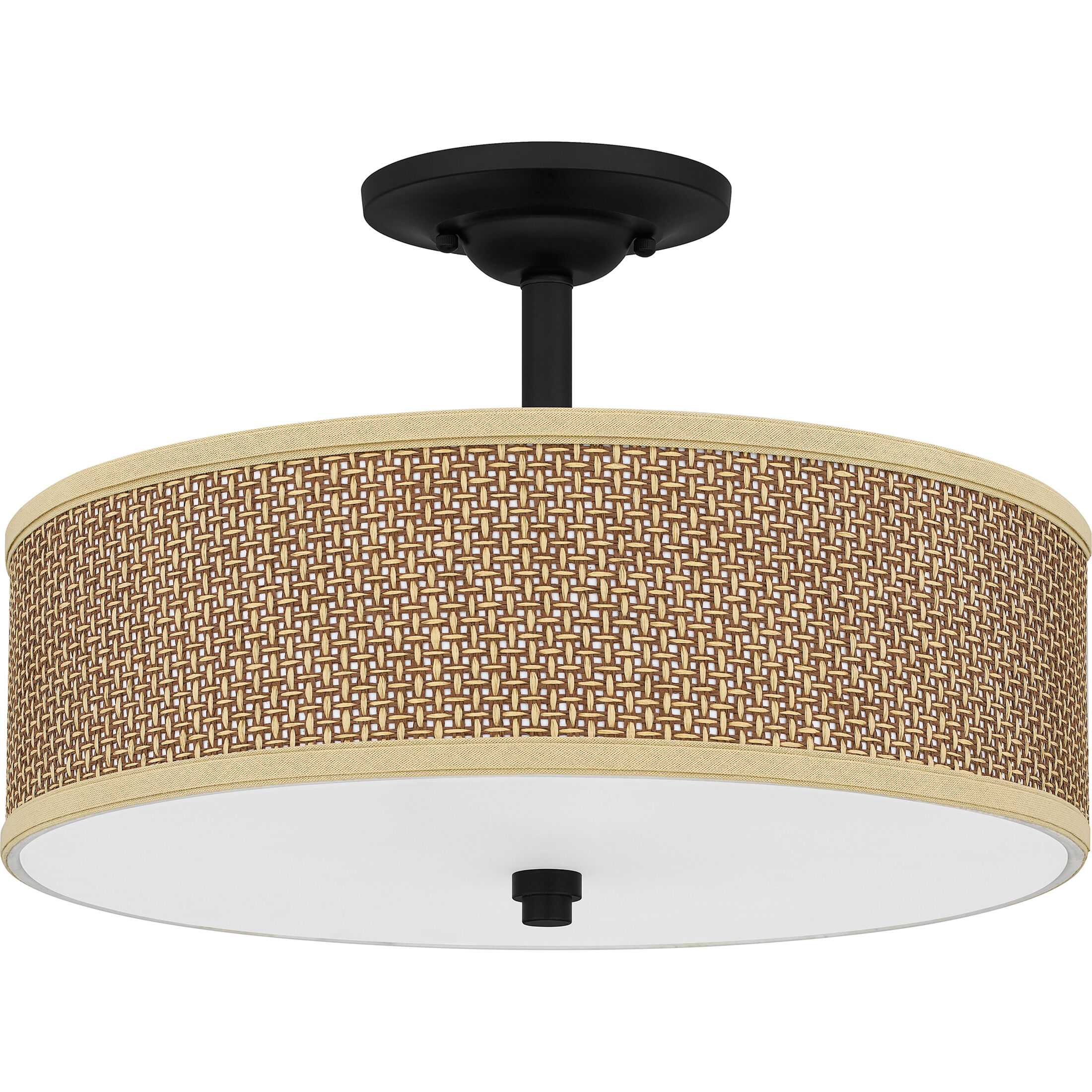 Zen 3 Light 17 inch Mystic Black Semi-Flush Mount Ceiling Light, Naturals