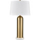Elishaw 30 inch 150 watt Aged Brass with White Table Lamp Portable Light