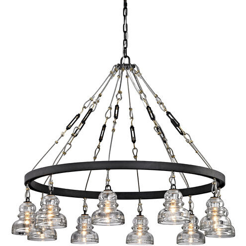 Menlo Park 10 Light 43 inch Deep Bronze Chandelier Ceiling Light, Historic Clear Pressed Glass