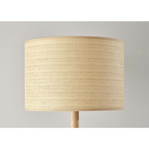 Ellis 58 inch 150.00 watt Natural Wood Floor Lamp Portable Light in Natural Woven with Beige Trim 