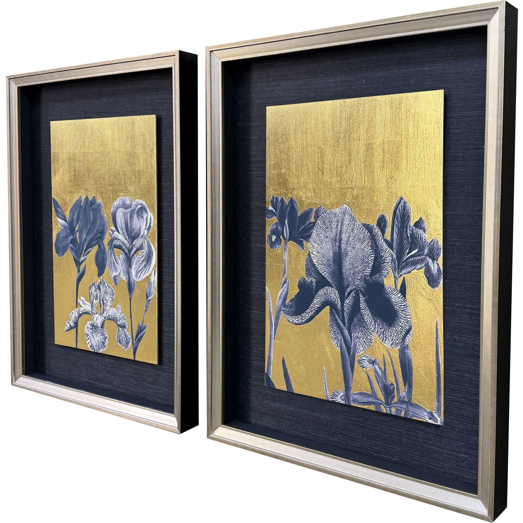 Blue Iris Blue and Metallic Framed Art, The Studio
