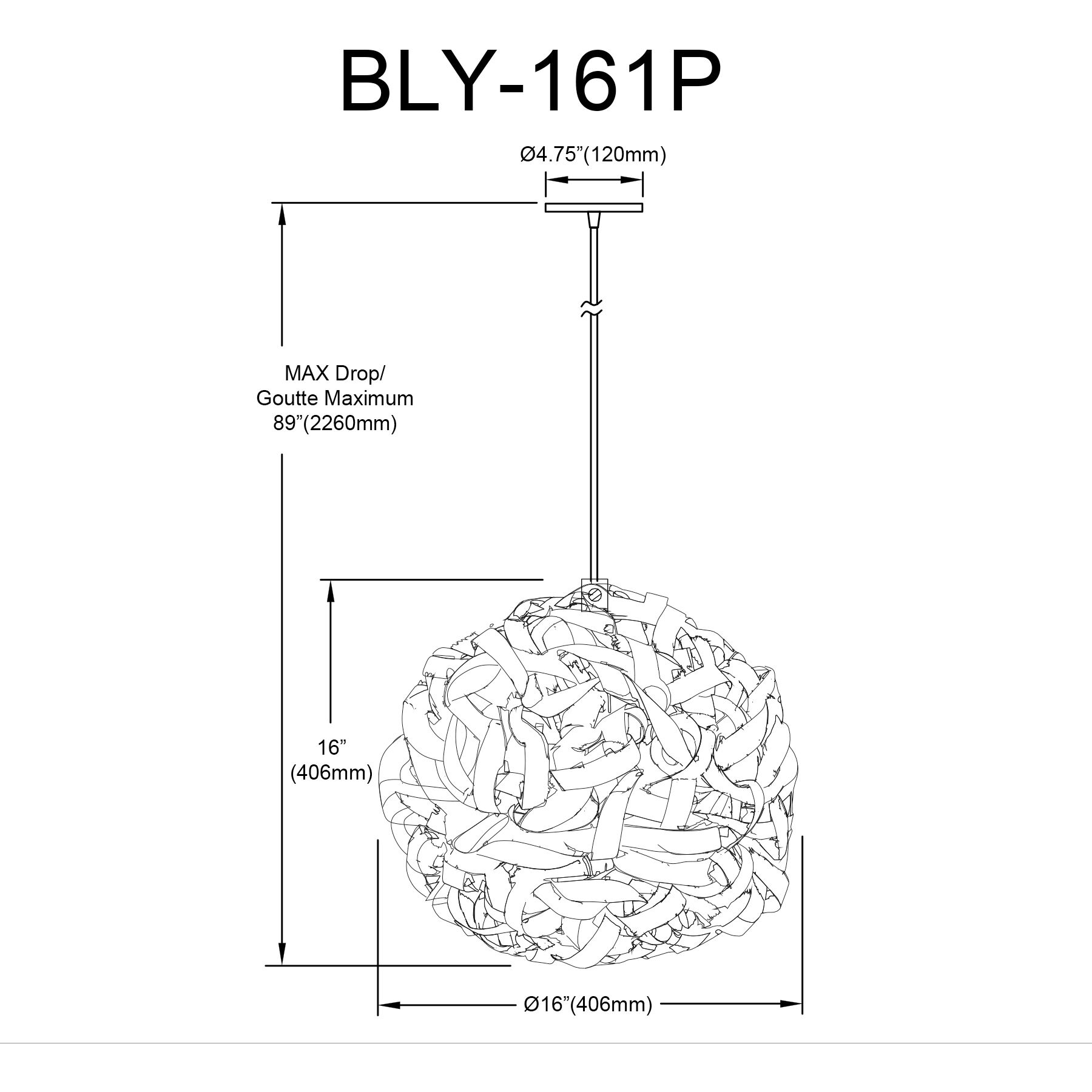 Bailey 1 Light 16 inch Matte Black Single Drop Pendant Ceiling Light, Small