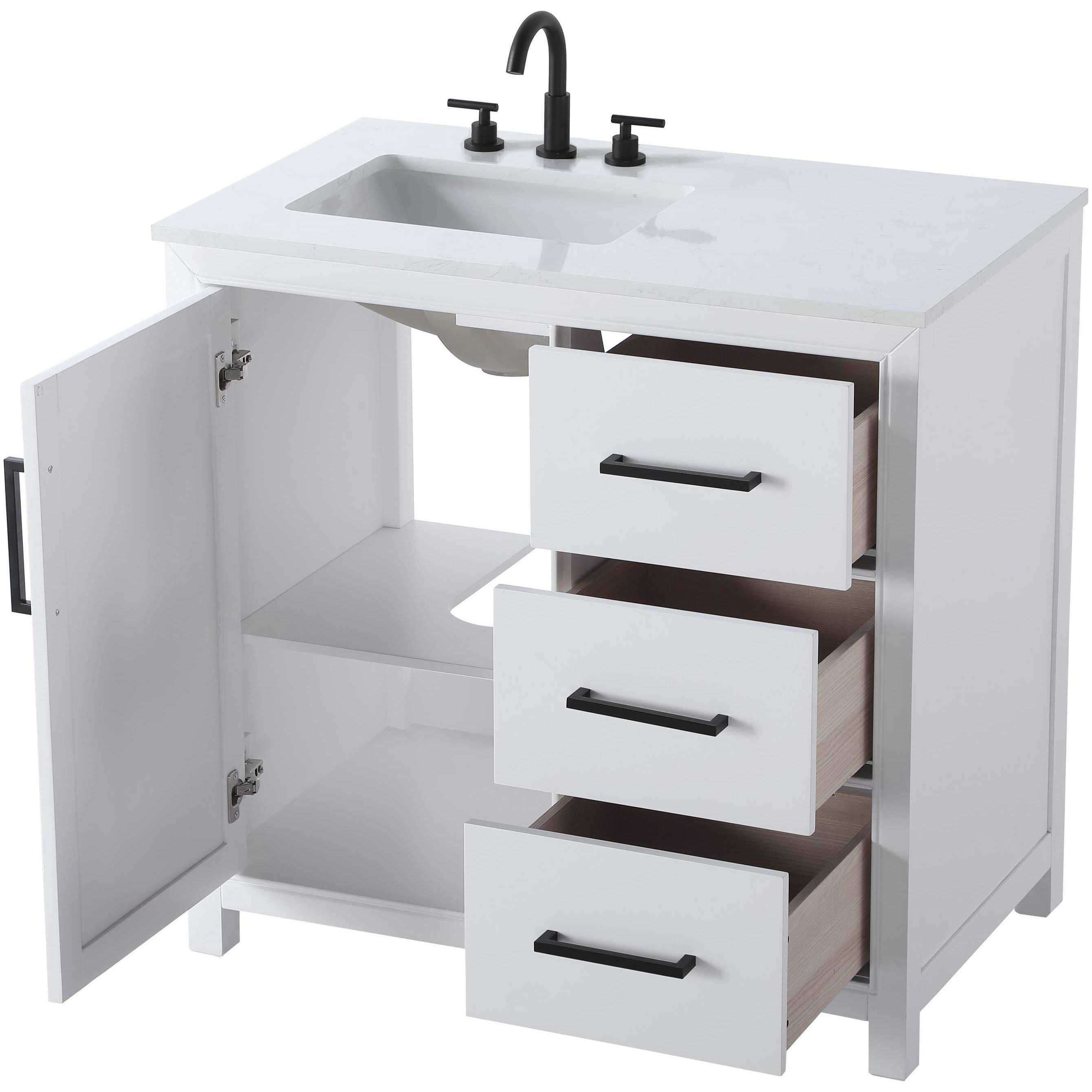 Alina 36 X 34 inch White Bathroom Vanity Cabinet