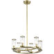Revolve 6 Light 18.63 inch Clear Glass and Natural Brass Chandelier Ceiling Light