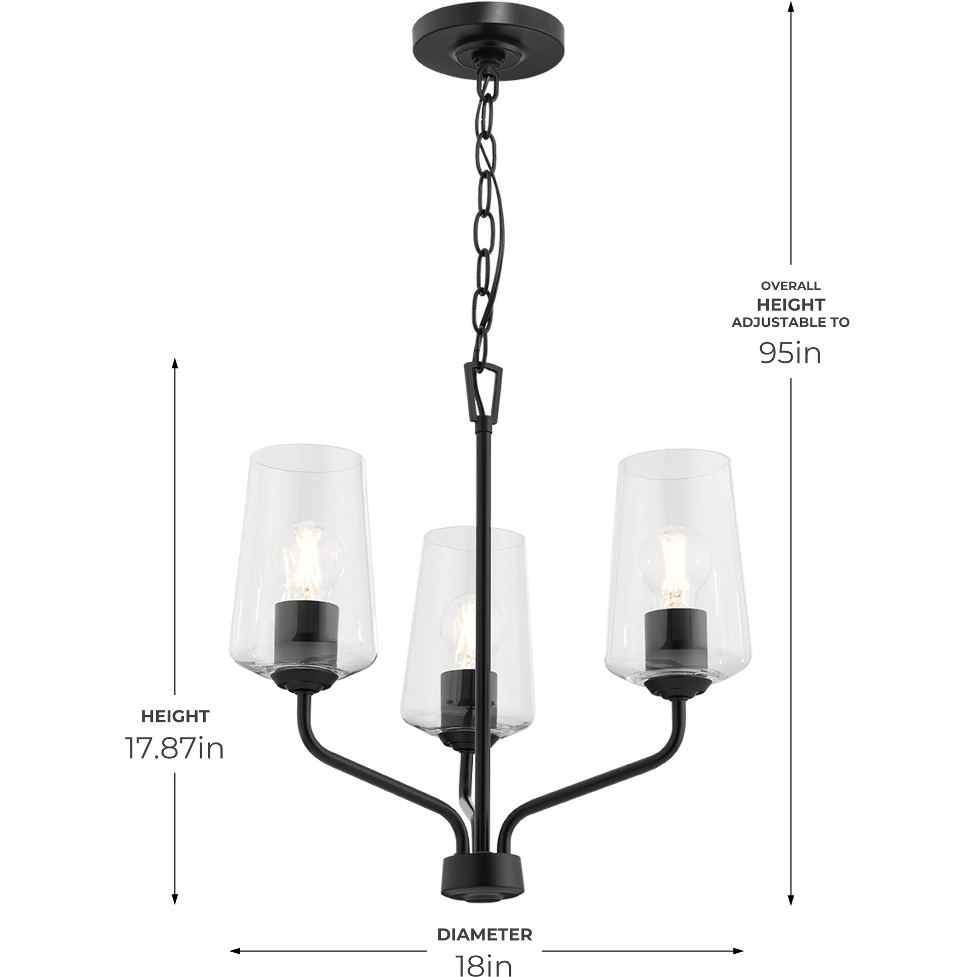 Celino 3 Light 18 inch Black Chandelier Ceiling Light