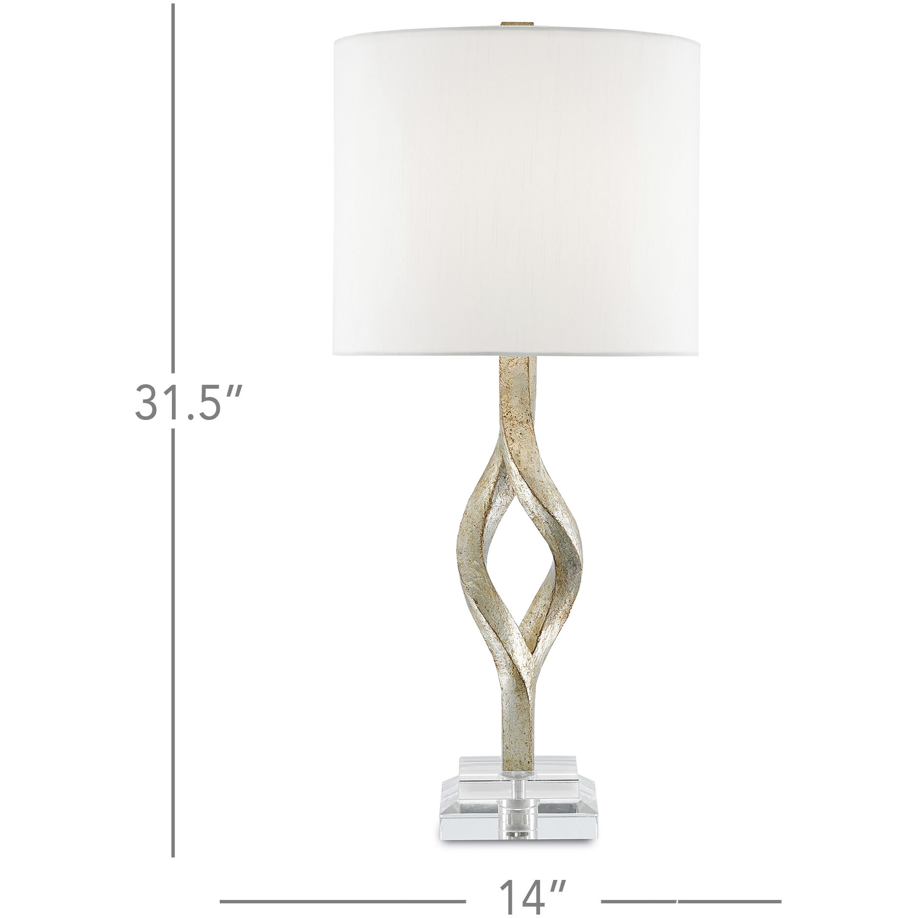 Elyx 31.5 inch 150 watt Chinois Silver Leaf Table Lamp Portable Light