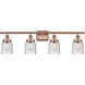 Ballston Small Bell LED 36 inch Antique Copper Bath Vanity Light Wall Light in Seedy Glass
