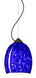 Lucia 1 Light Bronze Pendant Ceiling Light in Blue Cloud Glass, Incandescent