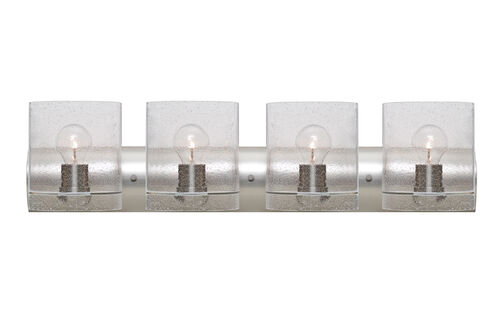 Celtic 4 Light 30 inch Satin Nickel Vanity Lighting Wall Light in Incandescent, Bubble Glass