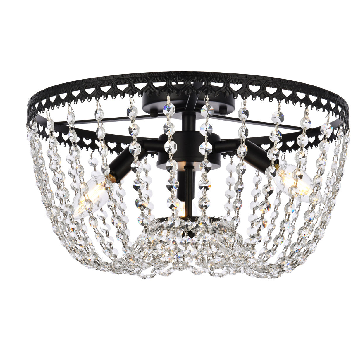 Kylie 3 Light 16 inch Black Flush Mount Ceiling Light